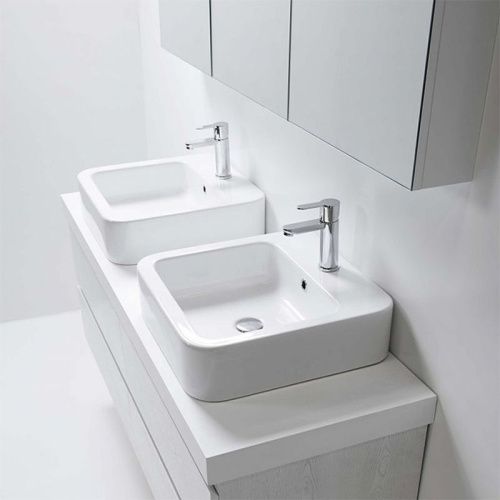 Раковина из сантехнического фаянса Hatria HAPPY HOUR Y0M701 50х50 подвесная цвет белый - фото 2