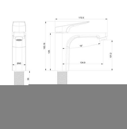 Смеситель Wonzon & Woghand WW-A40492-BGG на раковину серый