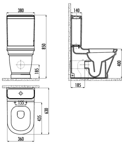 Чаша унитаза напольная Creavit Antik AN360-00CB00E-0000 цвет белый без бачка без сиденья душевой смыв - фото 2