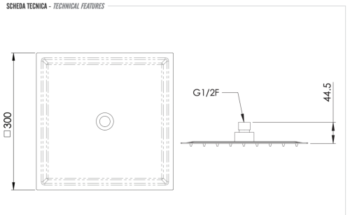 Верхний душ Remer X Style Inox SS357UFS30X 30х30 нержавеющая сталь - фото 2