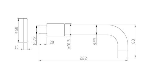 Излив BelBagno NOVA BB-SFR-IN настенный сатин - фото 2