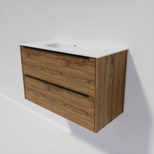 Тумба под раковину La Fenice Tesoro FNC-01-TES-DKK-100-2 100х40 подвесная цвет коричневый - фото 5