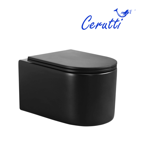 Унитаз подвесной Cerutti SPA CT9238 черный с сиденьем микролифт безободковый каскадный смыв - фото 4