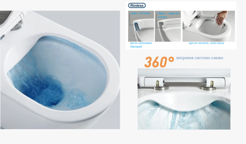 Унитаз подвесной Cerutti SPA CT7837 белый с сиденьем микролифт безободковый каскадный смыв - фото 4