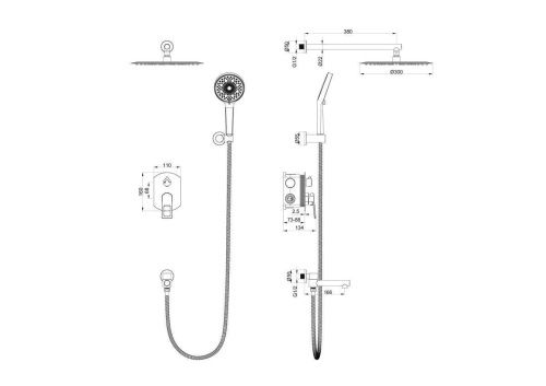 Душевая система Wonzon & Woghand Frame WW-88939010-BG встраиваемая в стену цвет золото - фото 2