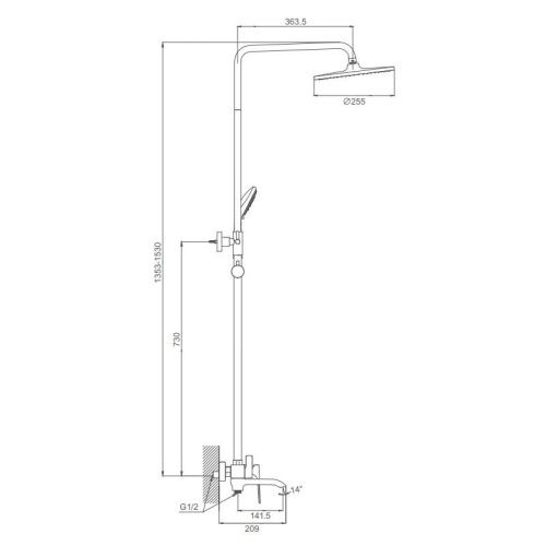 Душевая стойка ProHanss P61.24.09 настенная цвет серый - фото 3