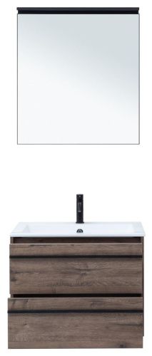Комплект мебели: тумба с раковиной + зеркало Aquanet Lino 00271954 70х50 подвесной цвет коричневый - фото 4