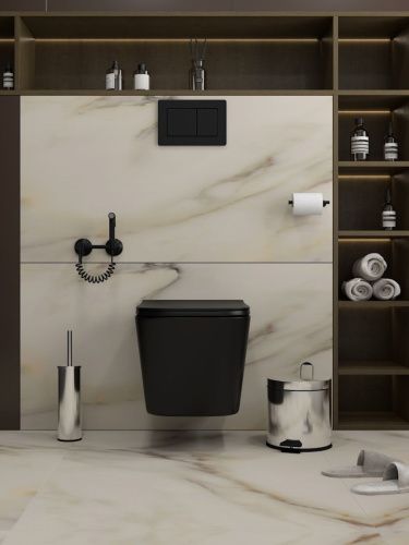 Унитаз подвесной Teymi Helmi T40311 черный с сиденьем микролифт безободковый смыв торнадо - фото 4