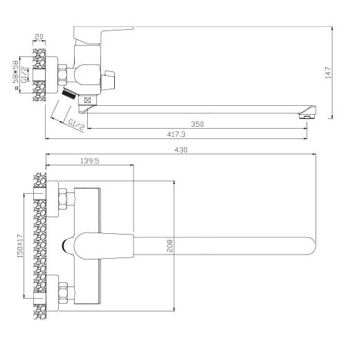 Смеситель для ванны WesnaArt Briz BRI20-320 настенный хром - фото 2