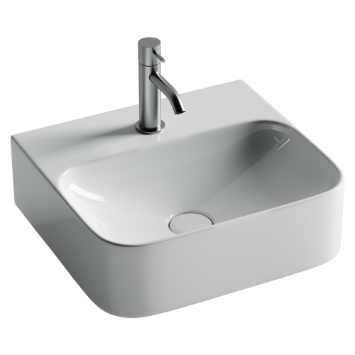 Раковина из сантехнического фарфора Ceramica Nova AURA CN2005 40х40 подвесная цвет белый 1 отверстие под смеситель - фото 4