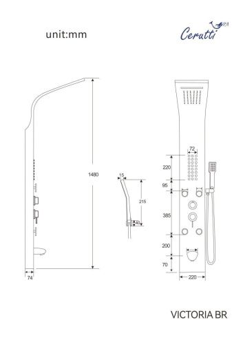 Душевая панель Cerutti SPA CT9980 настенная цвет нержавеющая сталь - фото 3