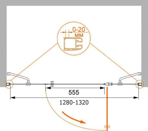Душевая дверь Cezares ELENA ELENA-W-B-13-40+60/30-C-Cr 130х195 стекло прозрачное профиль хром - фото 4