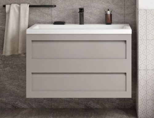 Тумба под раковину Art&Max PLATINO AM-Platino-900-2C-SO-GCM 90х50 подвесная цвет серый - фото 2