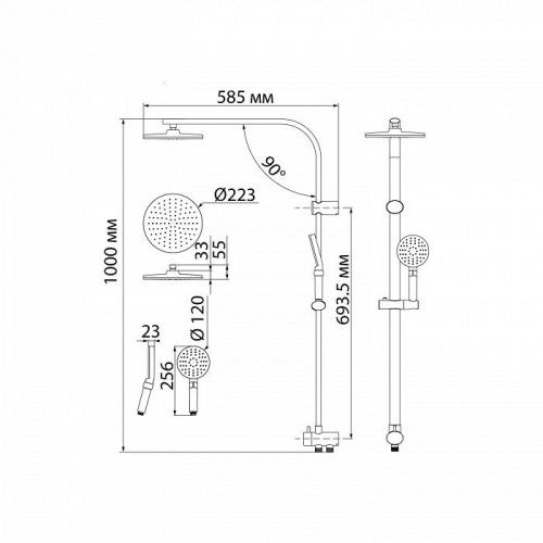 Душевая стойка Iddis Swipe SWI3F97i76 настенная цвет хром - фото 3