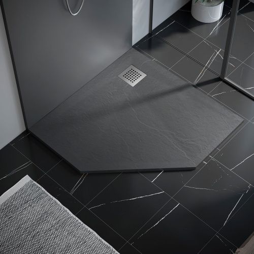 Душевой поддон из искусственного камня Vincea H25 VST-4SP9090G 90х90 серый - фото 2