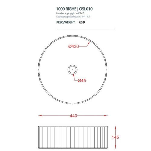 Раковина Artceram MILLERIGHE OSL010 17 00 nero matt *0 САЛОН 40 см накладная цвет черный без отверстий под смеситель - фото 2
