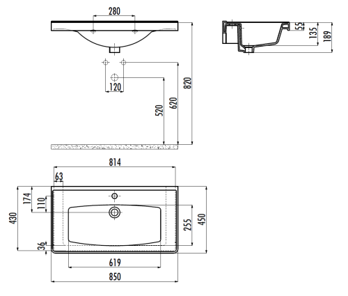 Раковина из сантехнического фарфора Creavit Sera TF185-00CB00E-0000 90х50 накладная цвет белый - фото 2