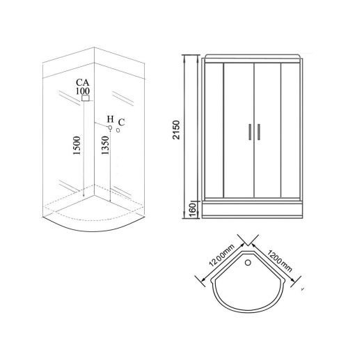 Душевая кабина Grossman GR242 120х120 четверть круга с крышей ориентация универсальная - фото 3