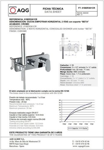 Душевая система AQG Beta 19BETER24102 встраиваемая в стену цвет хром - фото 2