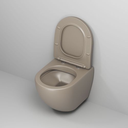 Унитаз подвесной Grossman Color GR-4455BRLMS бежевый с сиденьем безободковый каскадный смыв - фото 4