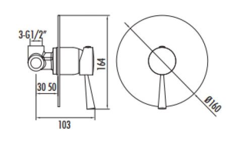 Смеситель для душа Creavit DFC2098 встраиваемый в стену хром - фото 2