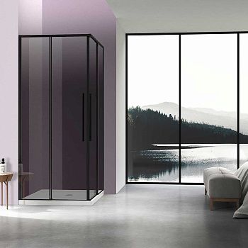 Душевой уголок Vincea Slim-N VSS-4SN9010CGB 100х90 стекло тонированное профиль черный без поддона