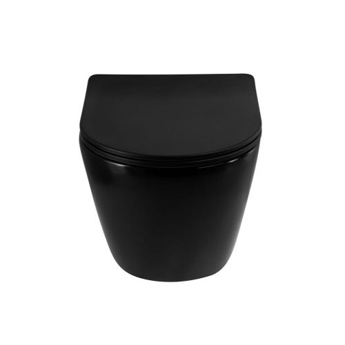 Унитаз подвесной Art&Max Ovale AM011CHR-MB/SC черный с сиденьем микролифт каскадный смыв - фото 4