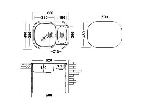 Кухонная мойка Ukinox Галант GAP620.480 15GT8K 2L 50х60 цвет хром поверхность полированная - фото 3