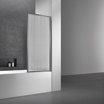 Душевая шторка на ванну Vincea VSB-41700FLGM 70х140 стекло рифленое профиль вороненая сталь ориентация универсальная