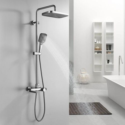 Душевая стойка Rose R1896T настенная цвет серый с термостатом - фото 4