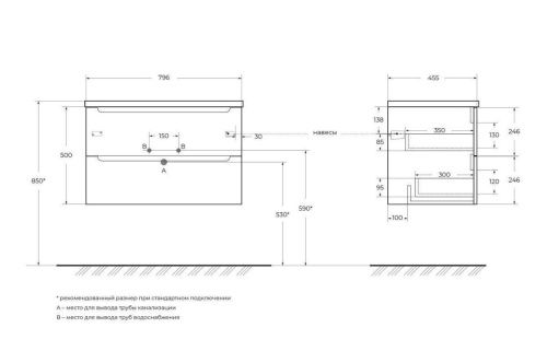 Тумба под раковину BelBagno Etna ETNA-800-2C-SO-BL-P 80х50 подвесная цвет белый - фото 2