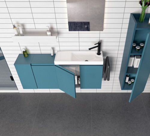 Тумба с раковиной Orka Ferla 5004323 60х20 подвесная цвет синий - фото 4