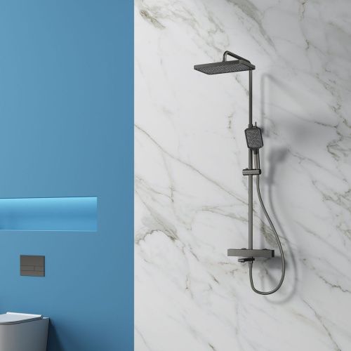 Душевая стойка Splenka S224.26.09 настенная цвет серый с термостатом - фото 4