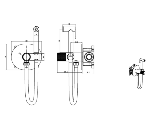 Гигиенический душ со смесителем Boheme Tech 157-NB никель - фото 2