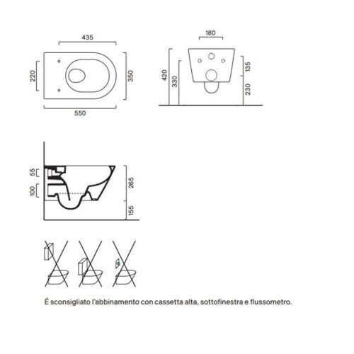 Чаша унитаза подвесная Catalano Zero 111550001 цвет белый без сиденья безободковая смыв торнадо - фото 2