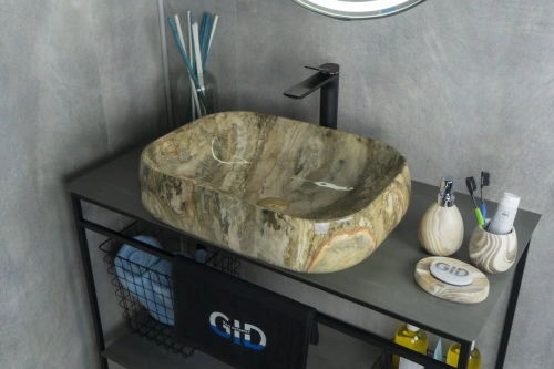 Раковина керамическая Gid Geométrico 54423 60х40 накладная цвет многоцветный без отверстий под смеситель - фото 5