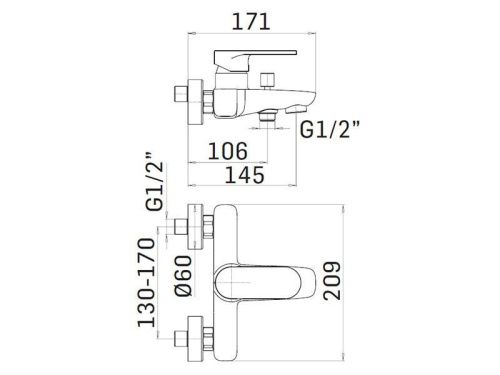 Смеситель для ванны Mamoli Sadler 1602PG116021 настенный хром - фото 2