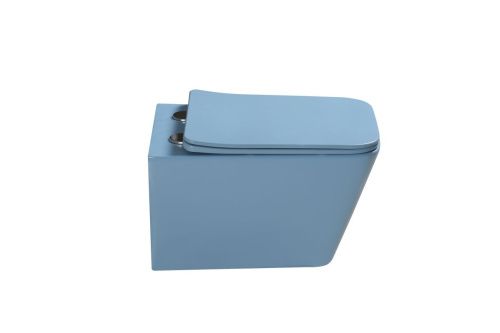 Унитаз подвесной SantiLine SL-5007BL цвет голубой с сиденьем микролифт безободковый смыв воронка-водоворот - фото 3