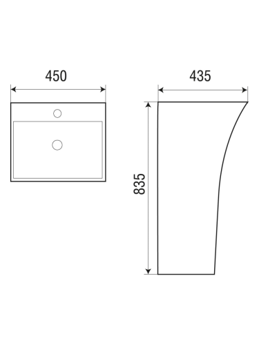 Раковина из сантехнического фаянса WeltWasser WW SK 10000005492 40 см напольная цвет белый 1 отверстие под смеситель - фото 2