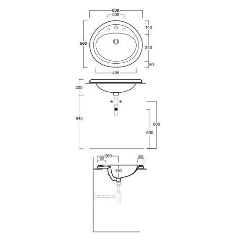 Раковина из сантехнического фаянса Simas Top E Lavabi D'Arredo S51 bi*1 60х60 встраиваемая цвет белый 1 отверстие под смеситель - фото 2