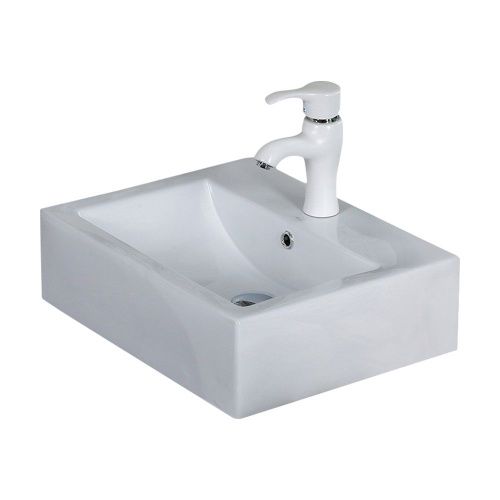 Раковина из сантехнического фарфора Melana 7033-805 50х40 накладная цвет белый 1 отверстие под смеситель - фото 5