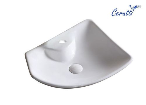 Раковина из сантехнического фарфора Cerutti SPA CR7054 50х40 накладная цвет белый 1 отверстие под смеситель - фото 4