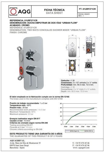 Душевая система AQG Urban Flow 19URFER23602 встраиваемая в стену цвет хром - фото 2