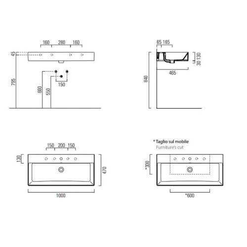 Раковина из сантехнического фаянса GSI Kube X 9423011_УЦ 100х50 подвесная цвет белый - фото 5