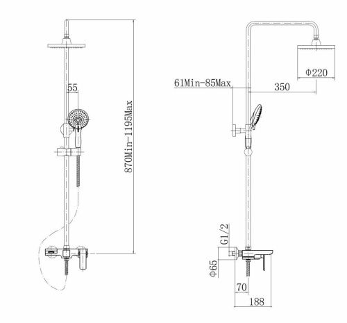 Душевая стойка Fashun A2451-8 настенная цвет белый/хром - фото 3
