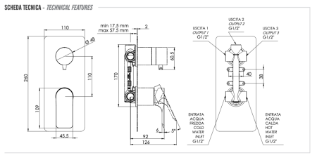 Смеситель для душа Remer Infinity I93 встраиваемый в стену хром