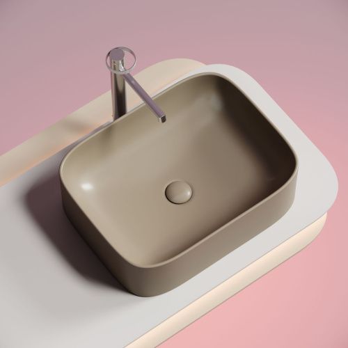 Раковина из сантехнического фарфора Ceramica Nova ELEMENT CN6052MC 50х40 накладная цвет коричневый без отверстий под смеситель - фото 2