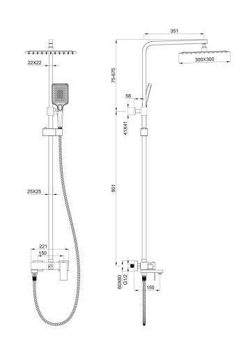 Душевая стойка Wonzon & Woghand Cube WW-88739016-CR настенная цвет хром - фото 2