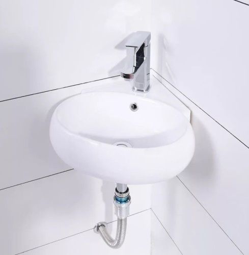 Раковина из сантехнического фаянса CeramaLux 9359 40х40 подвесная цвет белый 1 отверстие под смеситель - фото 4