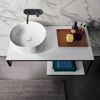 Раковина из сантехнического фарфора Kerasan Nolita 534401 40х40 накладная цвет белый без отверстий под смеситель